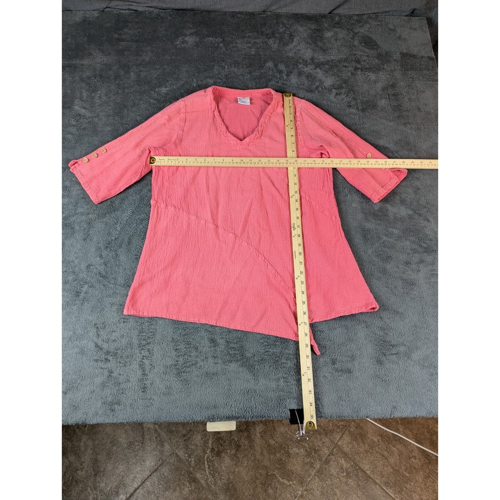 Sea Breeze of California Top Large Pink Cotton Gauze Tunic Asymmetrical USA Made - Picture 8 of 8